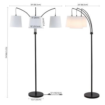 Sylva 72.5" Mid-Century Modern Head-Adjustable Iron LED Arc Floor Lamp - JONATHAN Y